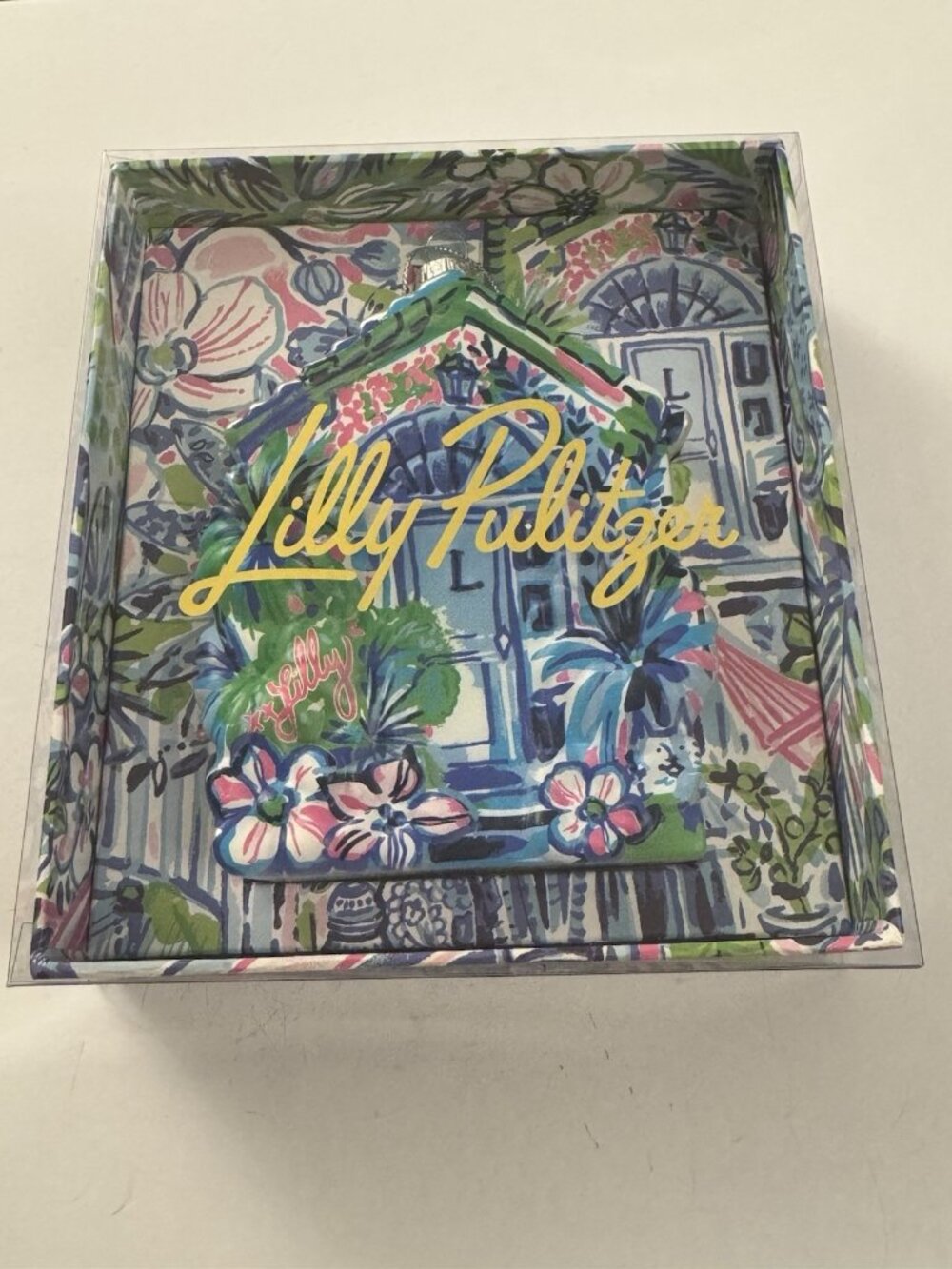 Lilly Pulitzer "Lilly’s House" 2024 Glass Christmas Ornament Floral New CS2